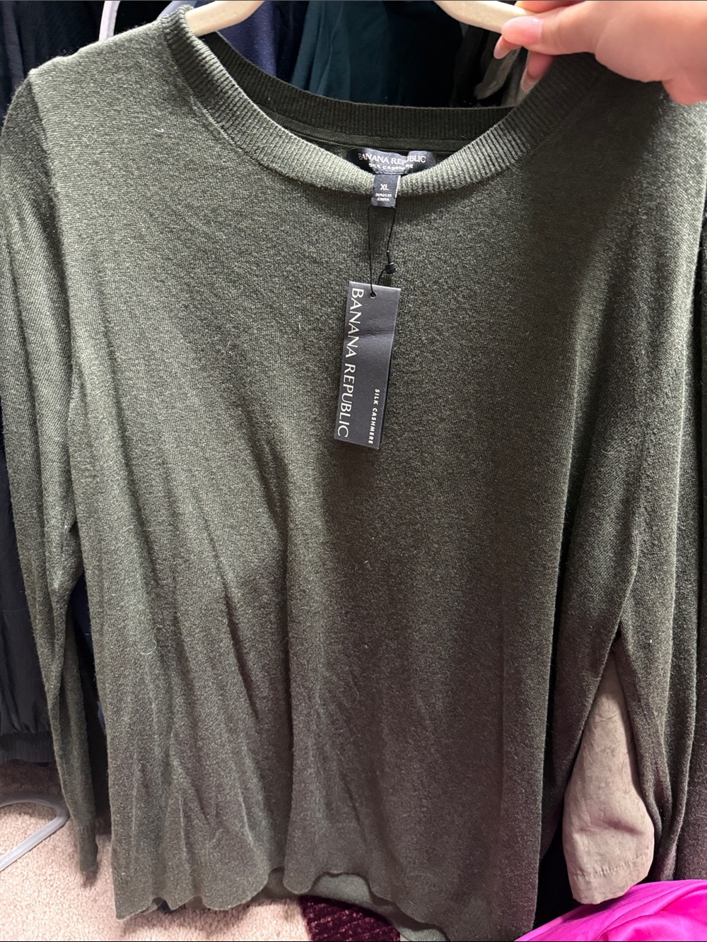 Banana Republic Olive Green Long-Sleeve Crewneck Sweater